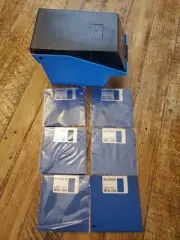 Vintage Sony 3.5” Floppy Disk Storage With 6 Sony Mfd-2dd New DISCS Retro