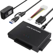 USB C to IDE/SATA Hard Drive Reader Adapter with Power Supply for HDD/SSD