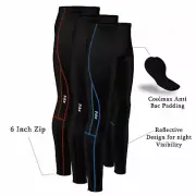 FDX Mens Compression Cycling Tights Cool-max® Padded Cycle Leggings Long Pants