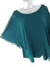 Chaus Blouse Women's XL Teal Chiffon Flutter Top Tank Rhinestone GORGEOUS! NWT