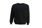 New Adult Unisex Plain Pullover Fleece Jumper Mens Long Sleeve Crew Neck Sweater - Black