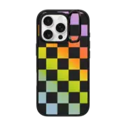 iPhone 16 Pro Impact Ring Stand Case MagSafe Compatible Check Mate - Rainbow Gradient