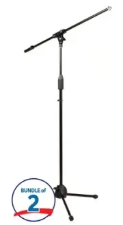Rok-It Tripod Microphone Stand with Fixed Boom (2 Pack)