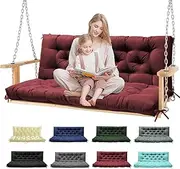 Tycdiose Porch Swing Cushions, Patio Swing Cushions Waterproof for Outdoor Furniture Thickened Outdoor Swing Bench Cushions 2-3 Seater Replacement with Ties for Patio Swing (Red, 60x40 in)