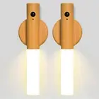 Motion Sensor Night Lights,Wooden Body Sensor Night Light,Rechargeable LED Porta