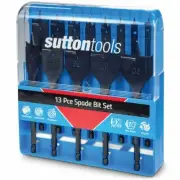 Sutton Tools 13-PIECE SPADE BIT SET D501SS13 6-38mm 1/4" Hex Shank *Aust Brand