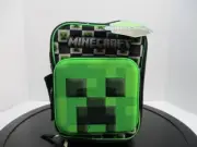 Minecraft Lunchbox Bag Creeper Black 3 Compartment 10" Insulated Vinyl Boys Zip