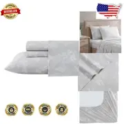 All-Season Twin Sheet Set - Breathable Cotton Percale with Floral Foliage Print