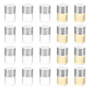 20Pcs 1ml Tiny Glass Bottles Vials Mini Clear Bottles Glass Screw Cap Silver