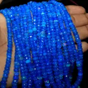 16 Inchs Natural Blue Ethiopian Fire Opal Faceted Roundell Gemstone Bead 5-6mm
