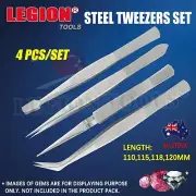 Tweezers 4PCs Set Steel Beads Tool Craft Hobbies Sewing Tweezer