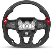 Carbon Fiber Steering Wheel Perforated Leather Replacement Compatible With Dodge Challenger Charger SRT HELLCAT 2015-2021