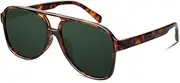 [GQUEEN] Retro Pilot Sunglasses Womens Men Polarized 70s Vintage Square Shades Double Bridge UV400