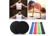 Black Gliding Discs Exercise Sliders and Set 4 Loop Bands