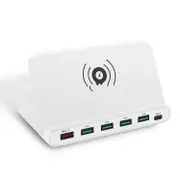 7 In 1 Multi-Function Charger 60W Usb-C / Type-C Interface Wireless Charging With Mobile Phone Holder Function (White)