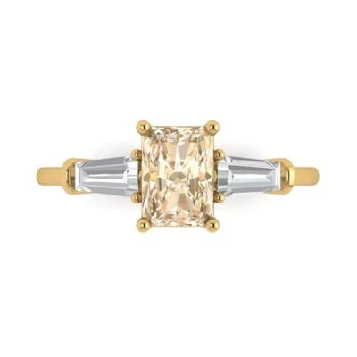 2.0Ct Emerald Cut Natural Morganite Solid 14K/18K Gold Engagement Promise Ring