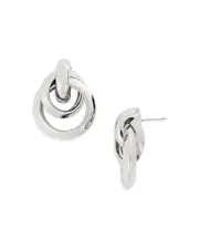 Kenneth Jay Lane Love Knot Doorknocker Drop Earrings in Rhodium Plated