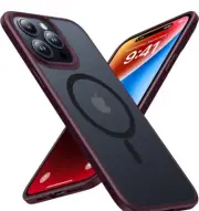 Apple iPhone 14 Pro Max Case Mgnaooi Magsafe Shockproof TPU Translucent Red