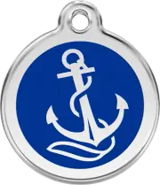 Stainless Steel Red Dingo Blue Anchor ID Collar Charm Dog Tag Small Medium Large