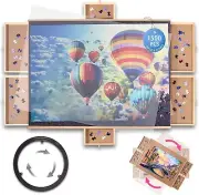 1500 Piece Puzzle Board Table – Rotating Wooden Puzzle Table with 6 Drawers