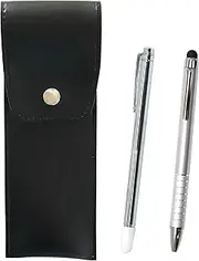 BRSB-701S-TP04 Round Button Japanese Pen Case Black Metal Instruction Stick and Smartphone Touch Diameter 9 Rotating Ballpoint Pen Set, Silver
