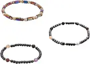 [Holibanna] Handmade Anklet Set 3pcs Hematite Bead Anklets Magnetic Colorful Fashion Accessory for Men Women