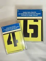 2pk Hillman 4” & 6” Reuseable Heavy Duty Stencils #839726 & #839728 Num/letters