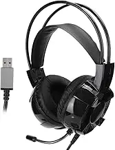 Over-Ear Gaming Headset, Wired Ergonomic Stereo Headband Computer Headphone with Noise Reduction Microphone and RGB Light for PC/Laptop/Cellphone