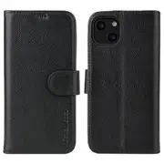 For iPhone 13 mini Case iCoverLover Black Genuine Cow Leather Wallet Folio Cover