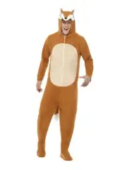 Brown Fox with Hood Jumpsuit Animal Book Week Adult Costume