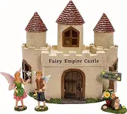 [PRETMANNS] Fairy Garden Houses Castle - Fairy Garden Kit with Prince and Princess Miniature Fairies, Sign and Fairy Garden Castle - Miniature House Kit with Miniature Stuff - 4 Piece Fairy Decor Set