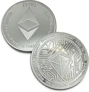 Ethereum Cryptocurrency Physical Souvenier Coin You Can Hold in Your Hand, Silver Plated with Certificate of Authenticity, President Coin, Original, Unique Aizics Mint Design