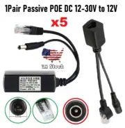 5Pair Passive POE Injector Splitter Output 12V-2A Input DC 12-30V for IP camera