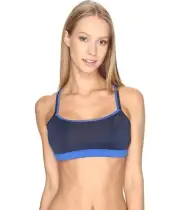 NWT $35 ADIDAS Women's Layered Blue Crossback Strappy Bra Top Navy Blue/Black XL