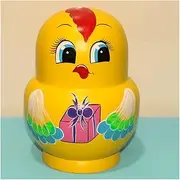 Matryoshka Russian Nesting Dolls 15 Piece Set Handmade Wooden Matryoshka Cute Chick Pattern Nesting Doll Creative Educational Toys Cute and Fun Gift (Color : Yellow)
