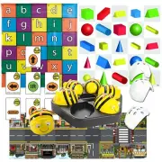 6 Bee-Bot Robot with 3 Activity Mats, A5 Sequence Cards, White Clip On Shells