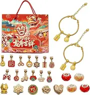 [Mbiyhgta] Chinese Kids Bracelet - Chinese Kids Bracelet, Oriental Kids Bracelet | Chinese Inspired Kids Bangle Charm String Bracelet, Exquisite Moon New Year Bracelet Charm for Jun