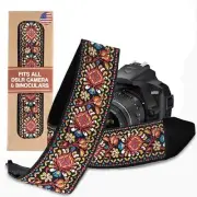 Camera Strap For All DSLR Camera. Red Vintage Woven Embroidered Elegant Unive...