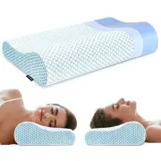 Memory Foam Bed Pillow for Sleeping, Ergonomic Cervical Contour Neck Support ...