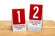 Plastic Table Numbers 1-100, Tent Style, Red w/ White Number, Free shipping