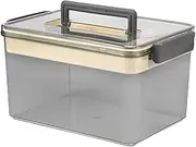 Medicine Storage Box with Handle Sealing Solid Plastic First Aid Organizer Portable Emergency Supplies Container(grey)
