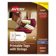 Avery Printable Rectangular Tags with Strings 2 x 3 1/2 White 96/Pack 22802