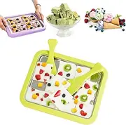Petrus Ice Cream Tray, petrus ice cream maker, rolled ice cream maker, instant cold plate with 2 scrapers, rolled ice cream machine, DIY Mini Ice Cream Plate Maker Sweet Roller Pan (C)