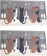 HANABASS 2pcs Cartoon Door Mat Floor Mat Outdoor Floor Mat Pattern Doormat Water Absorbing Bath Mat Outdoor Door Mat Outside Carpet Front Door Mat Outdoor Outside Door Mat Cat Doormat Grey