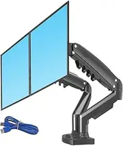 Gas Spring 360 Degree Desktop 17"-27" Dual Monitor Holder Arm with USB3.0 Monitor Mount Bracket Load 2-9kg Each Compatible with NB F160(Black with 1xUSB3.0)