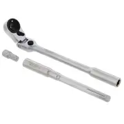 VIM Tools Flex Head Ratchet T Handle Socket Set 3 Piece 1 4 Inch Drive