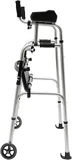 Folding Walker For Seniors Forearm Walker With Armrests Lightweight Aluminium Walking Frame With Wheels Aluminum Alloy Rehabilitation Auxiliary Walker (Color : With 2 Wheels)
