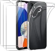 Case Cover for Samsung Galaxy A14 4G/5G + [3 Pack] Screen Protector, Electro-weideworld Ultra Thin Shockproof Soft Silicone TPU Clear Phone Case Cover for Samsung Galaxy A14 4G/5G