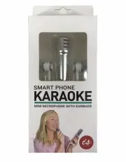 IS GIFT SMART PHONE KARAOKE Mini Microphone with Earbuds Sing/Record - Silver