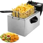 3.2 Qt Electric Deep Fat Fryer for Home Use, Stainless Steel Countertop Oil Frye